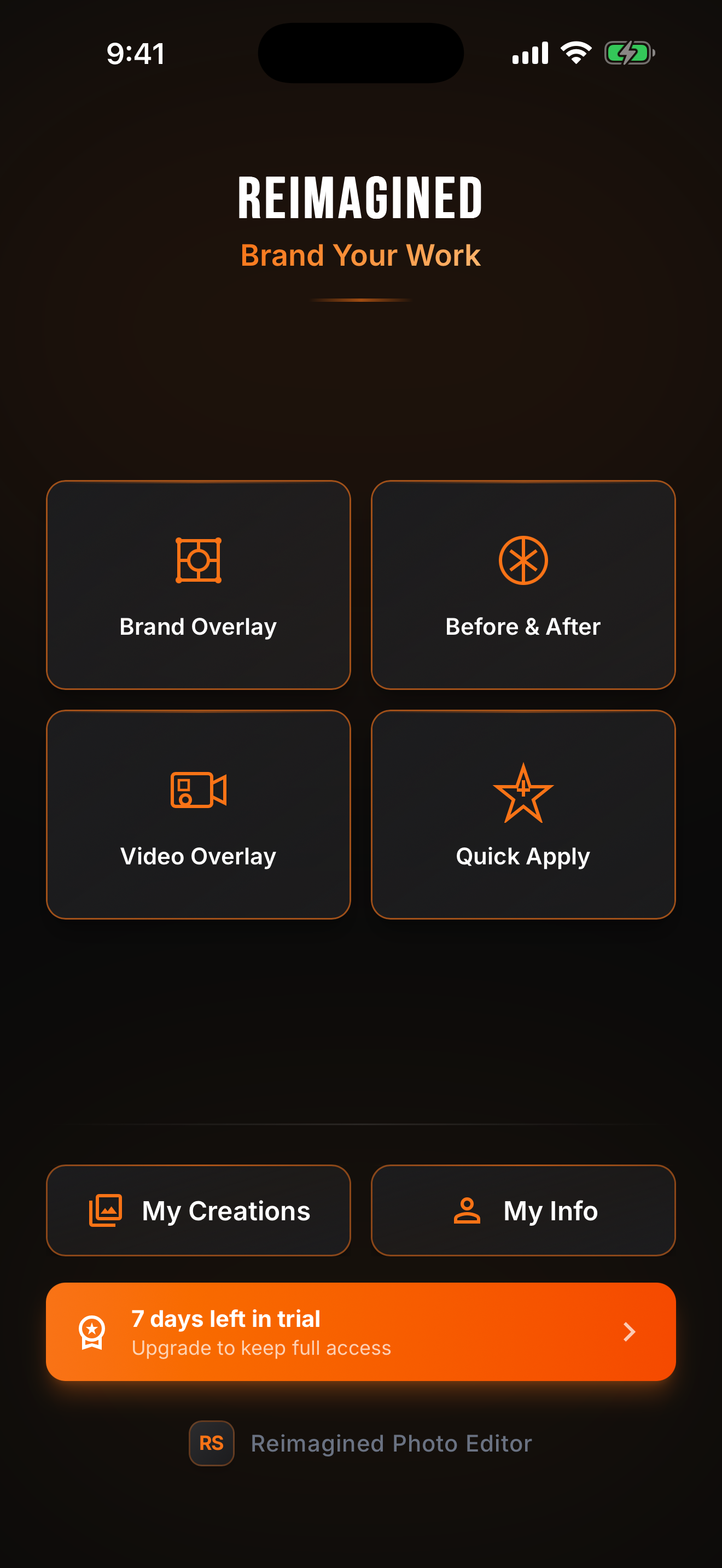 Reimagined Photo Editor home screen